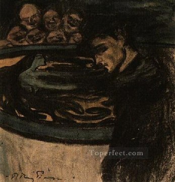  Cubistas Pintura Art%c3%adstica - Allegorie jeune homme femme et grotesques 1899 Cubistas